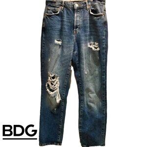 BDG Distressed Denim Straight Narrow High Rise Medium Wash Denim Jeans Size 29